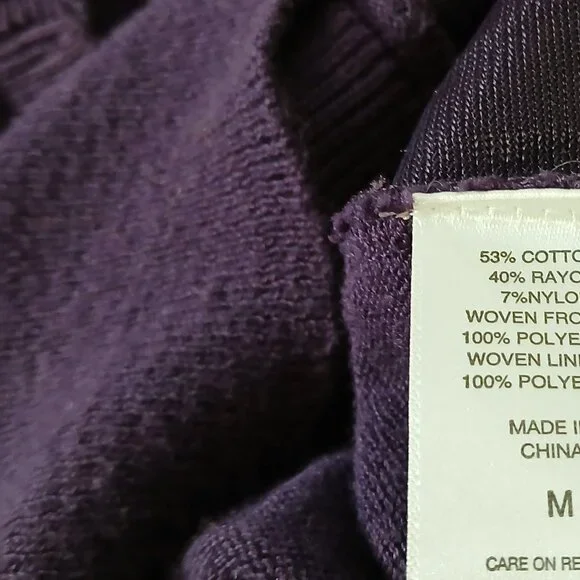 New York & Co. dark plum sweater with ruffled rosette pattern - medium - Picture 6 of 7